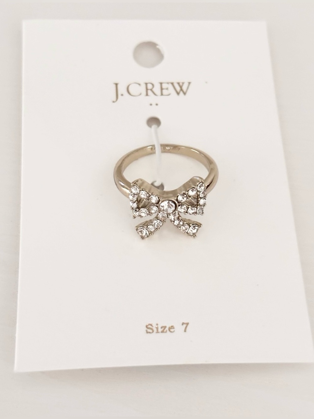 J CREW Crystal/ Gold Bow Ring Sz 7 NWT